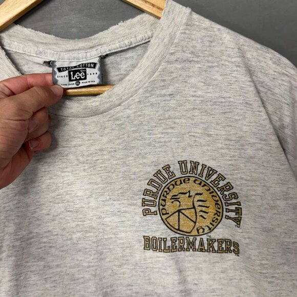 Vintage Purdue Boilermakers Grey Distressed Champion Grey Tee Shirt XL - Picture 3 of 7